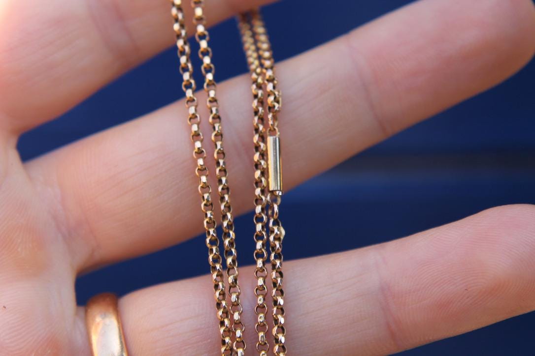 Antique Edwardian 9ct Gold Belcher Link Necklace, c.1901