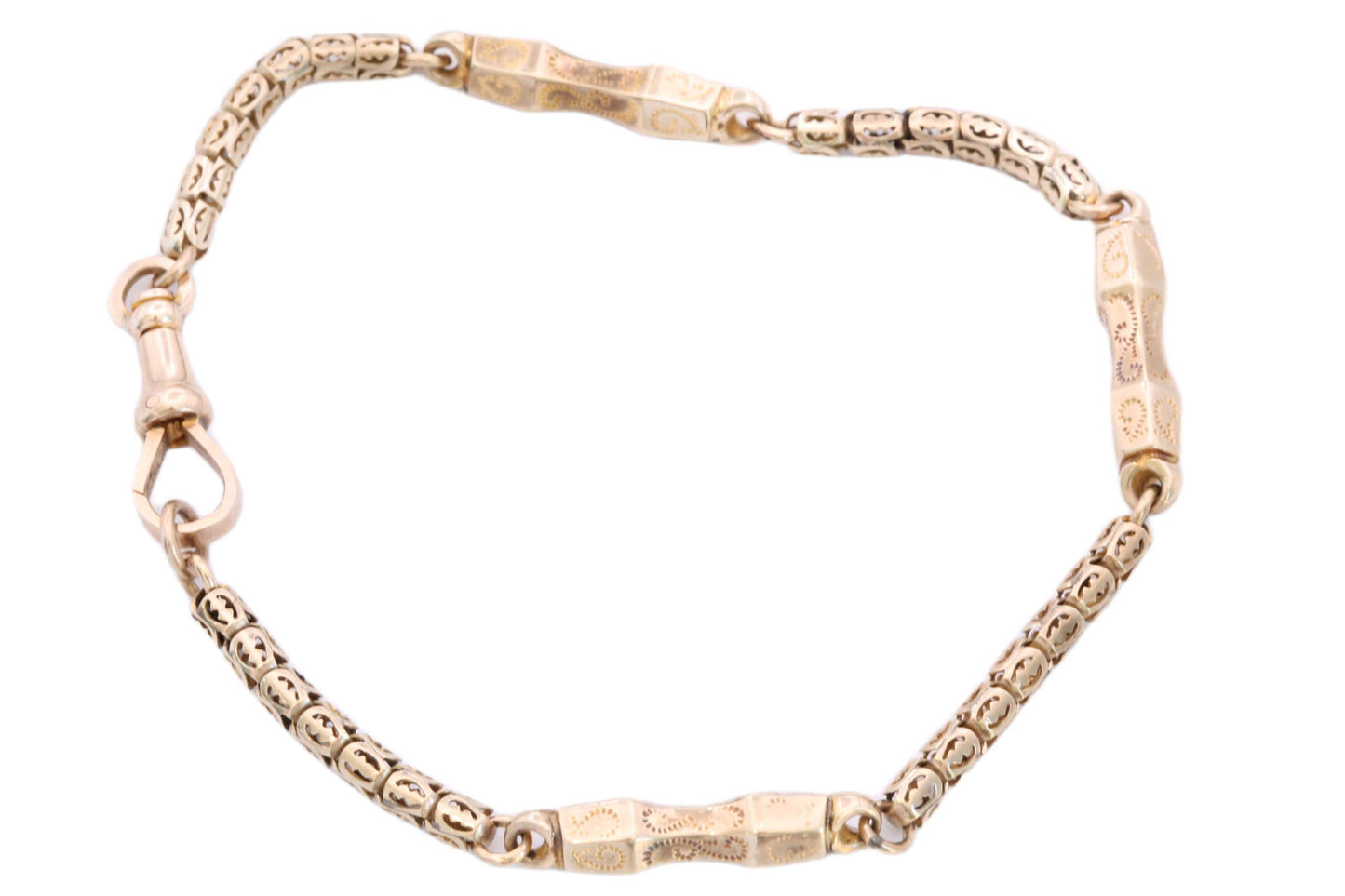 Antique 9ct Yellow Gold Fancy Pierced Link Bracelet, 7.75"
