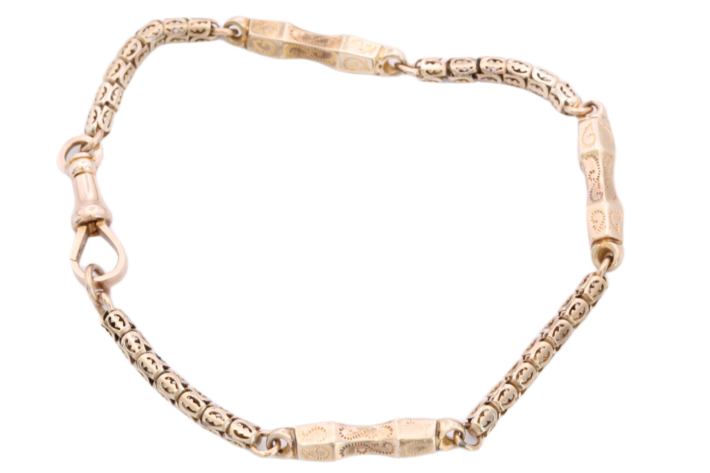 Antique 9ct Yellow Gold Fancy Pierced Link Bracelet, 7.75"