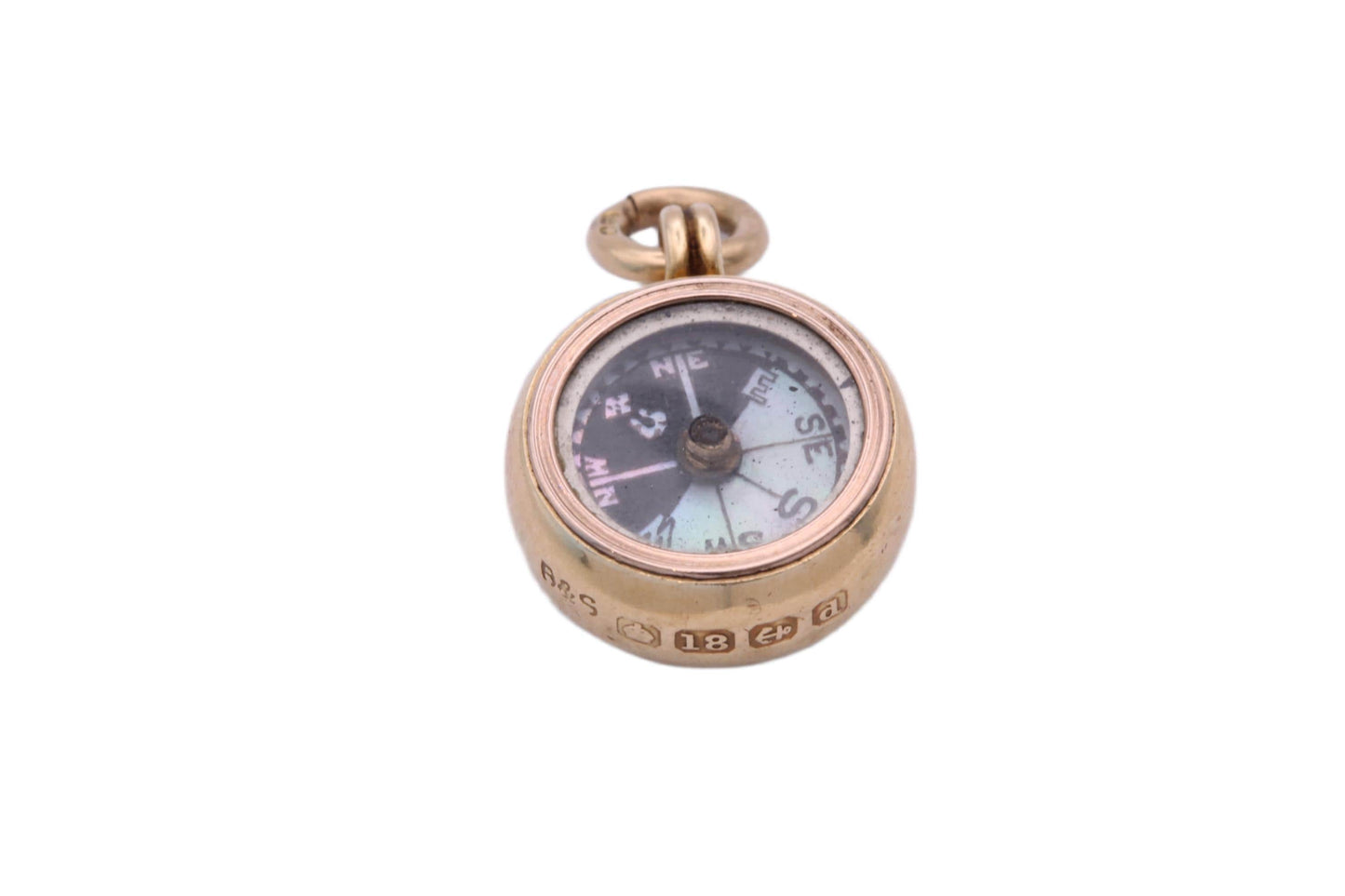 Antique 18ct Gold Bloodstone Compass Pendant, 1903
