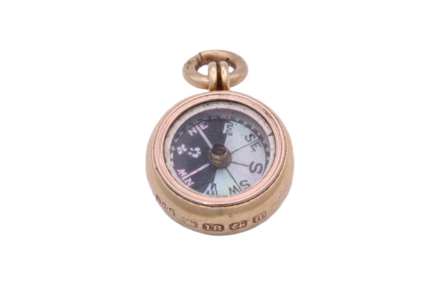 Antique 18ct Gold Bloodstone Compass Pendant, 1903
