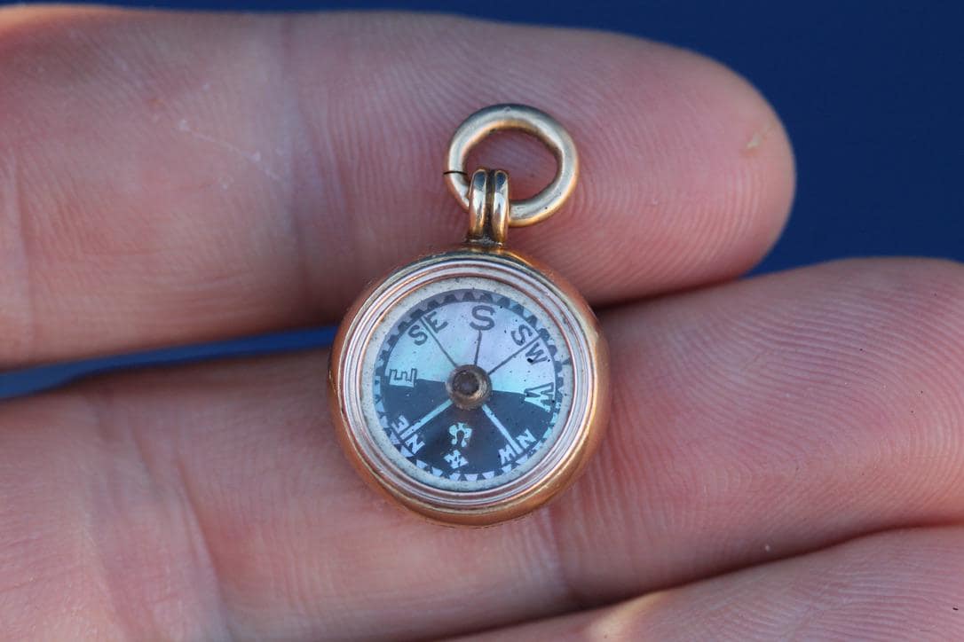Antique 18ct Gold Bloodstone Compass Pendant, 1903