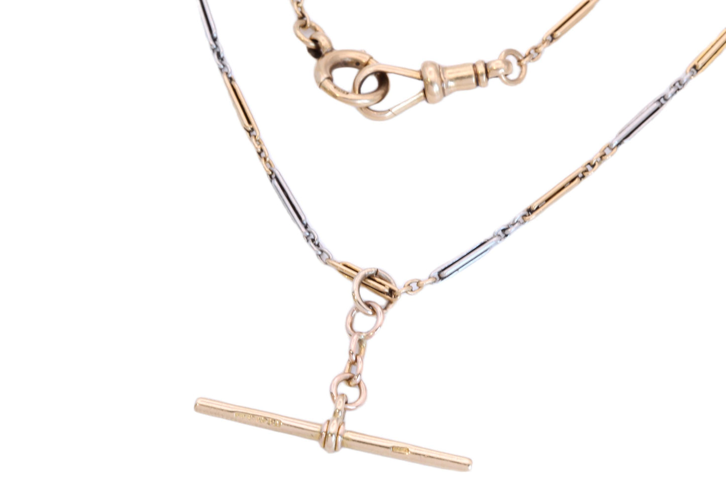 Antique 18ct Gold & Platinum Double Albert Chain, c.1900, 13.75"