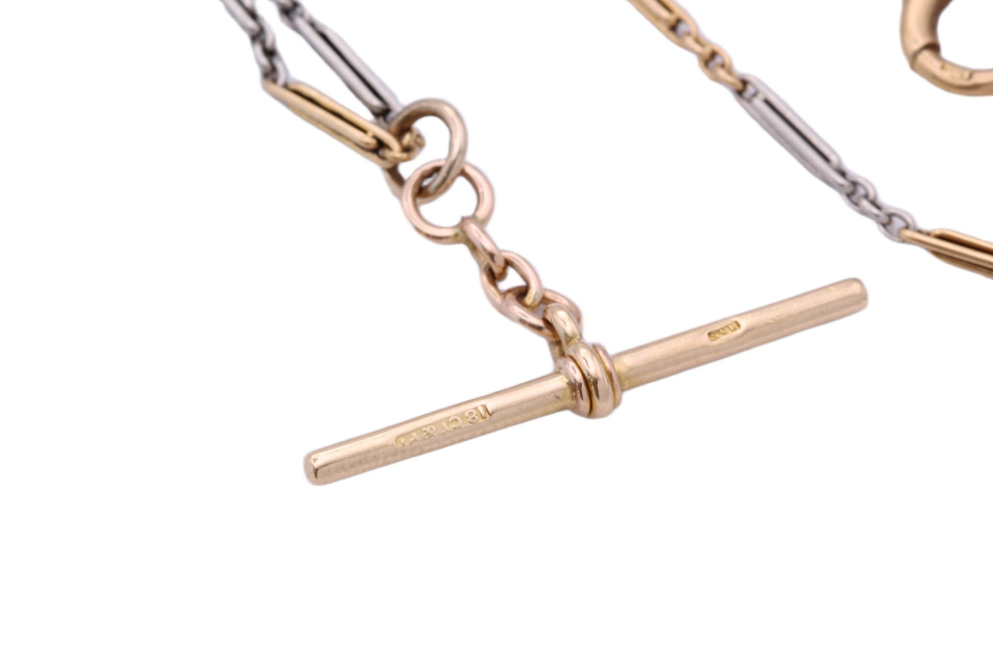 Antique 18ct Gold & Platinum Double Albert Chain, c.1900, 13.75"