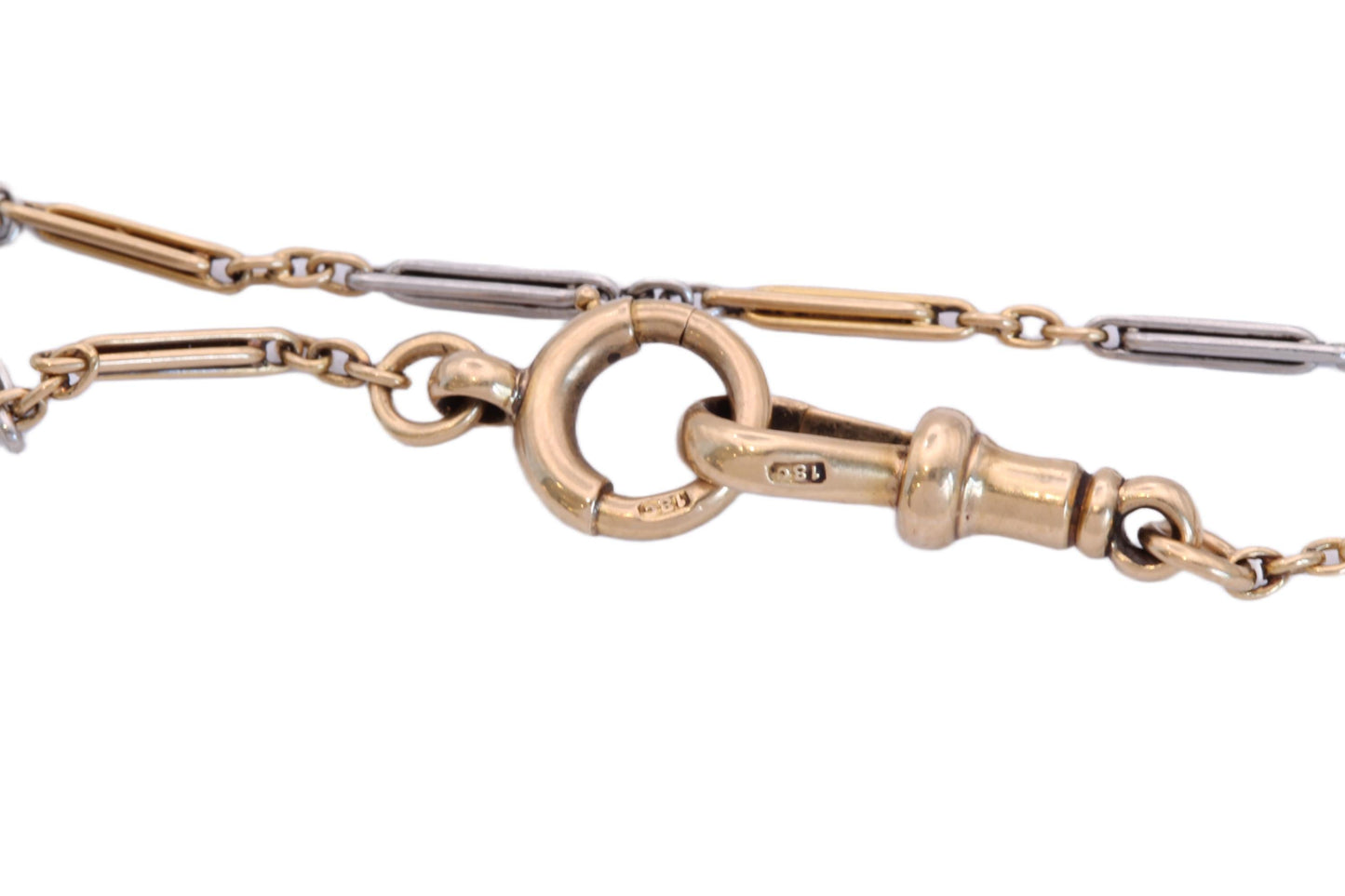 Antique 18ct Gold & Platinum Double Albert Chain, c.1900, 13.75"