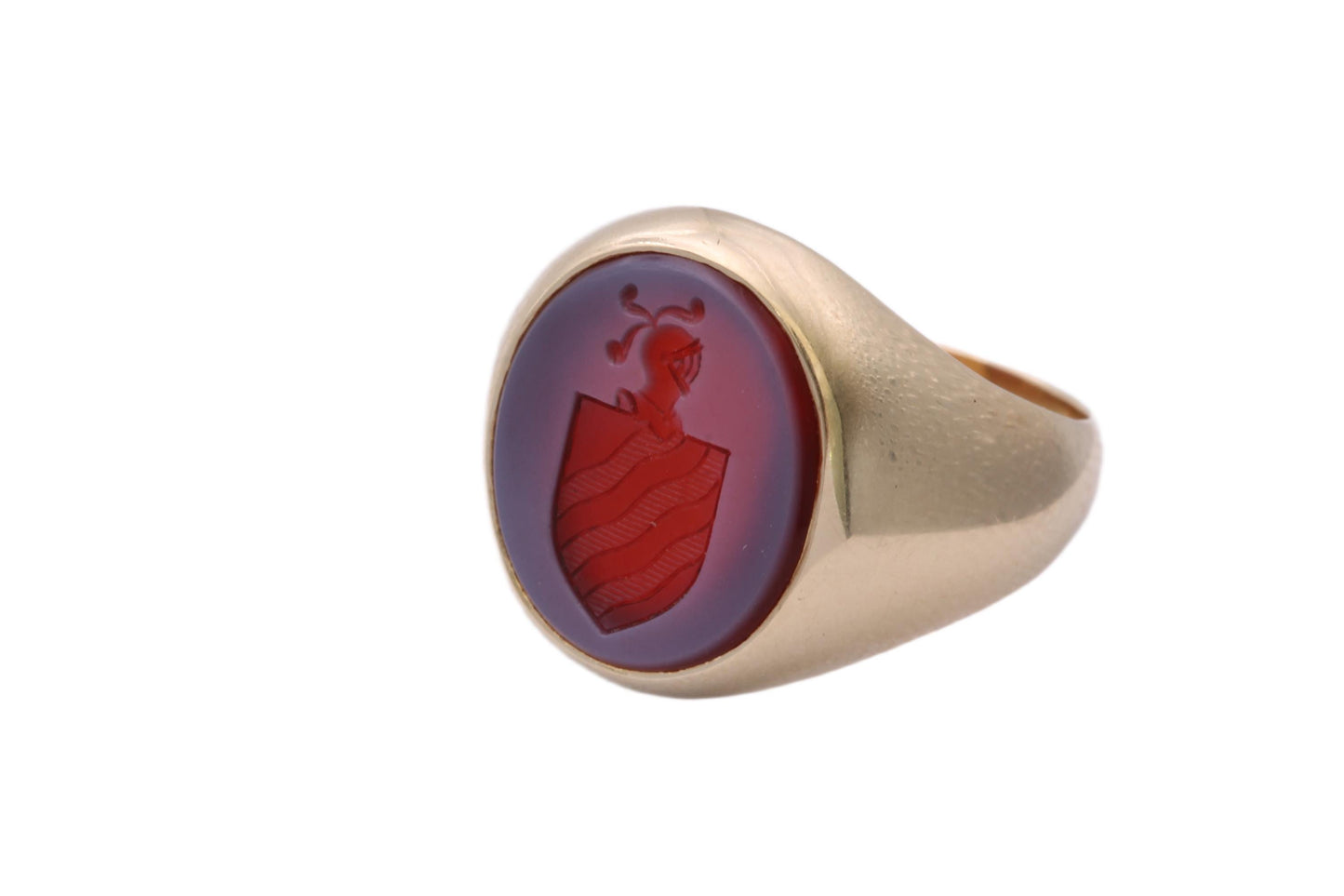 Antique 18ct Gold Sardonyx Intaglio Signet Ring, c.1920