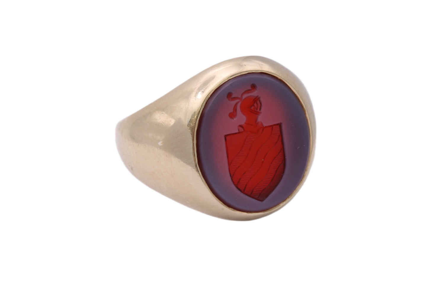 Antique 18ct Gold Sardonyx Intaglio Signet Ring, c.1920