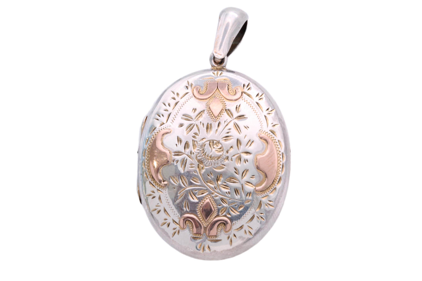 Antique Victorian Sterling Silver & 9ct Rose Gold Locket, 1882