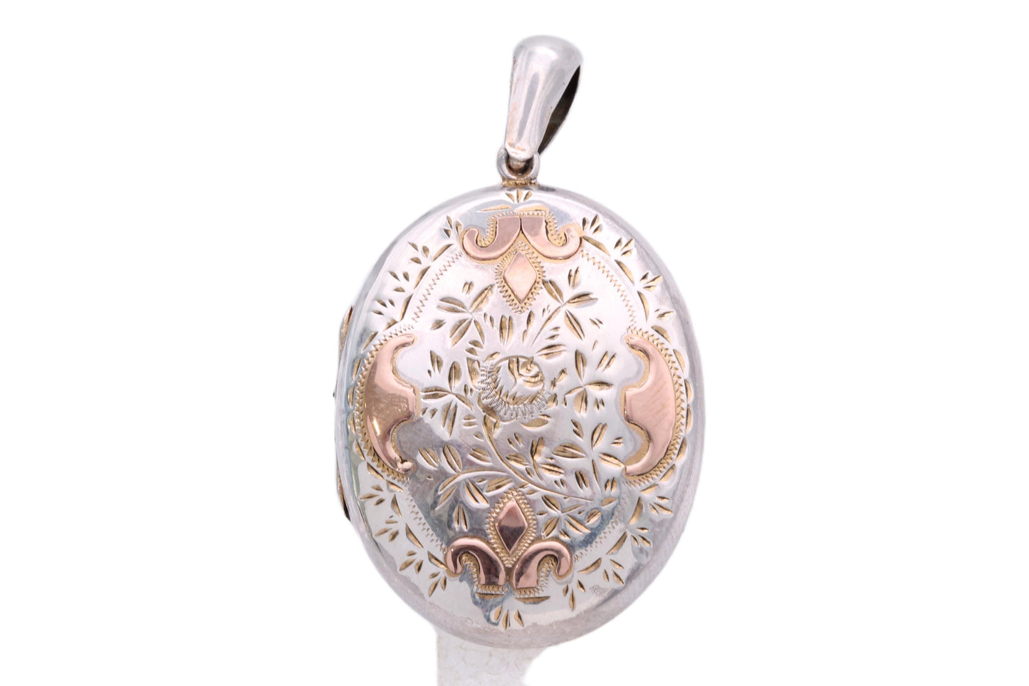 Antique Victorian Sterling Silver & 9ct Rose Gold Locket, 1882