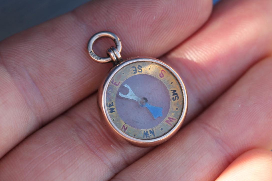 Antique 9ct Gold Compass Pendant, 1897