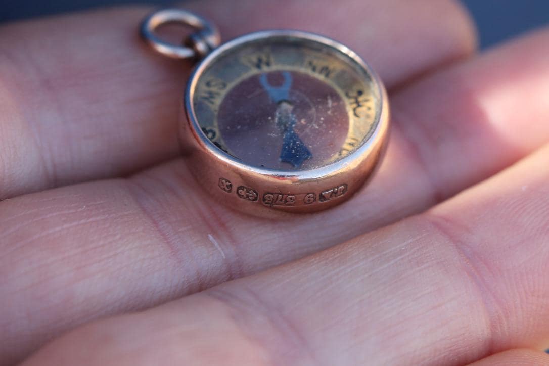 Antique 9ct Gold Compass Pendant, 1897