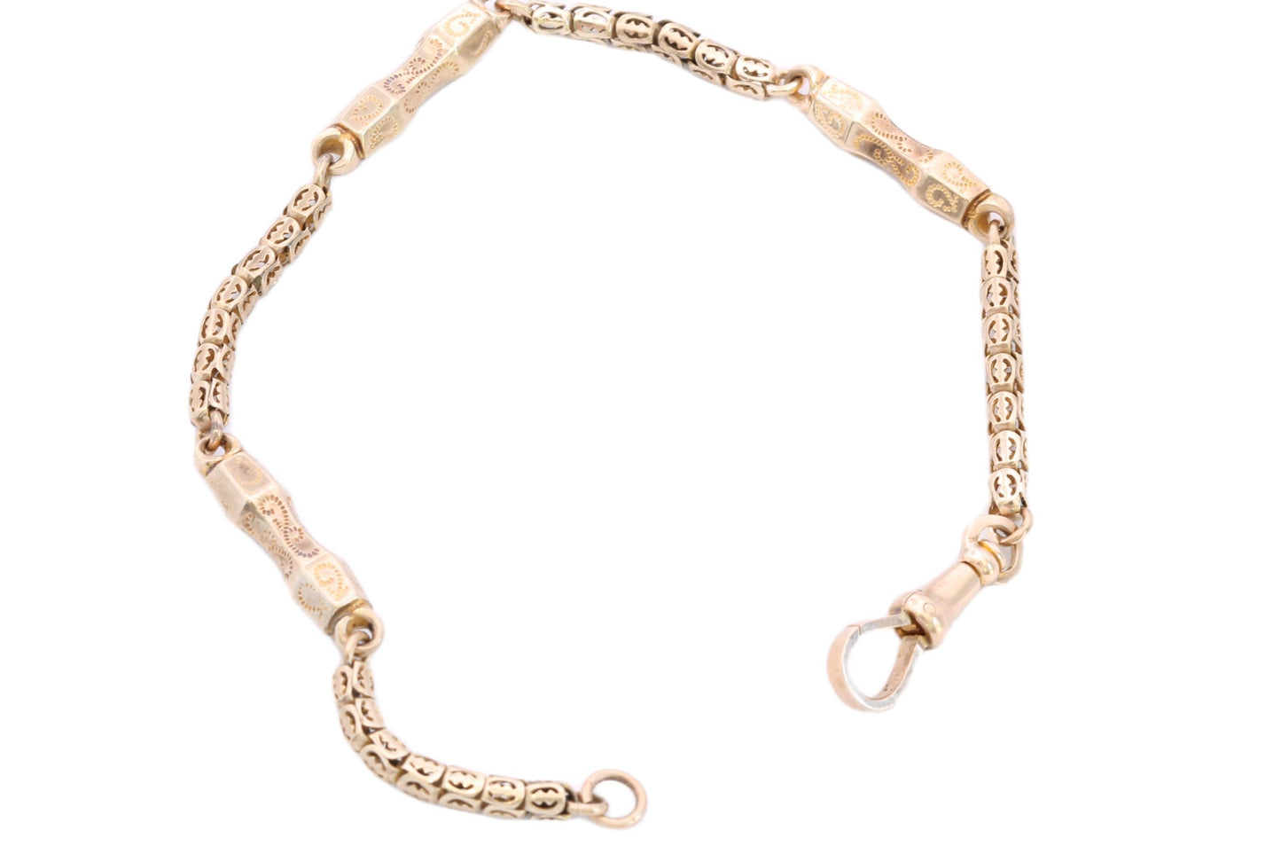 Antique 9ct Yellow Gold Fancy Pierced Link Bracelet, 7.75"