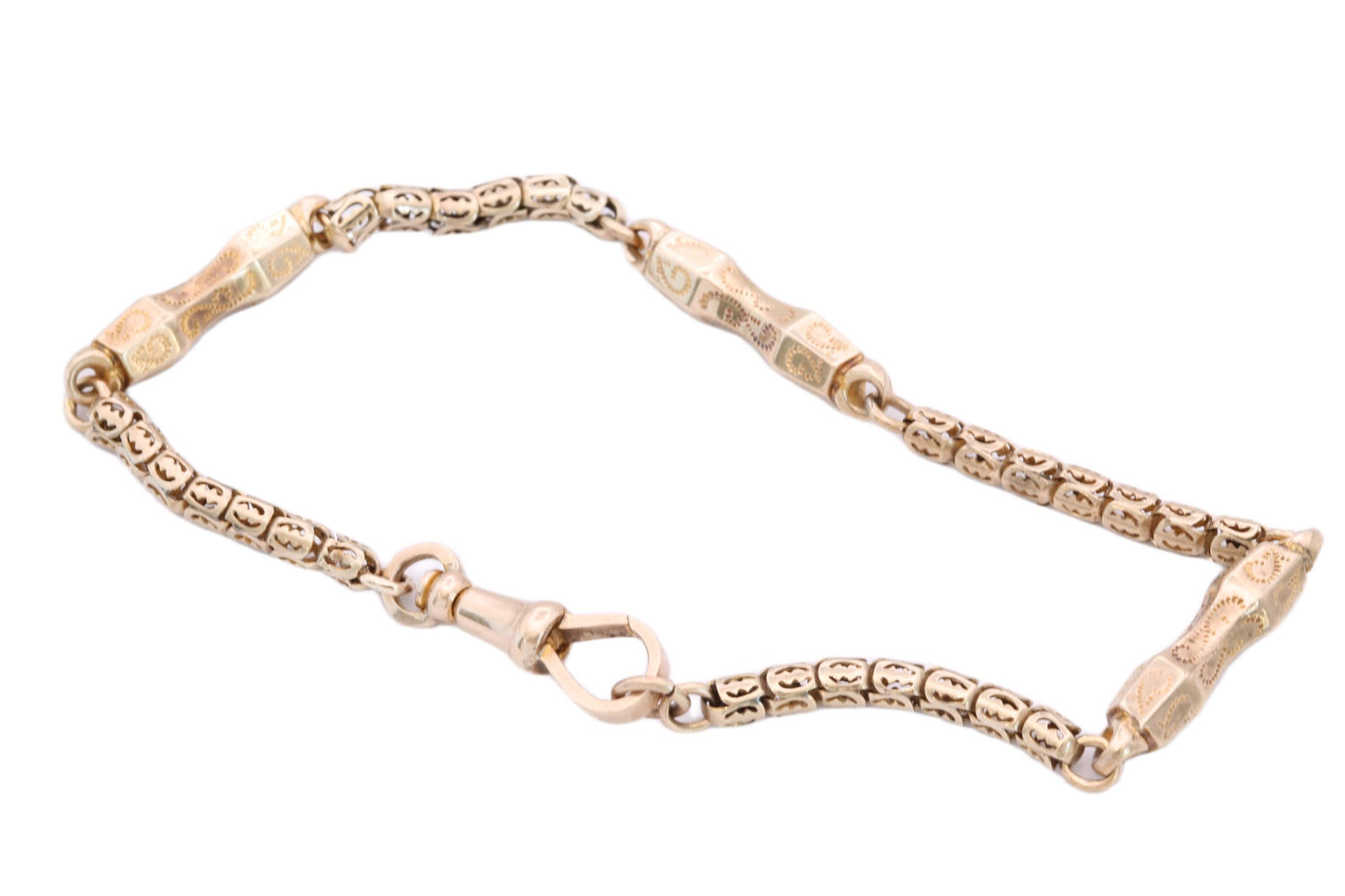 Antique 9ct Yellow Gold Fancy Pierced Link Bracelet, 7.75"