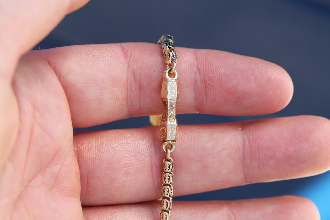 Antique 9ct Yellow Gold Fancy Pierced Link Bracelet, 7.75"