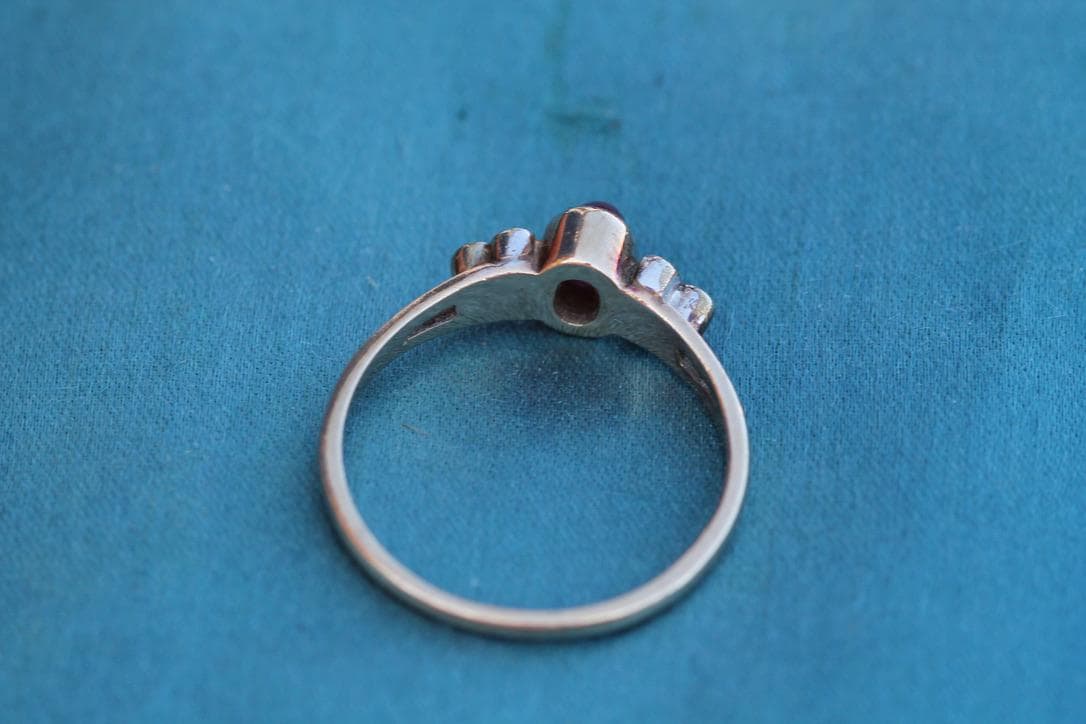 Vintage 9ct Gold Ruby Cabochon & Diamond Ring | c.1970