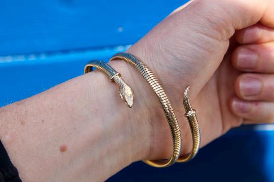 Antique Rolled Gold Expandable Snake Bangle, c.1920