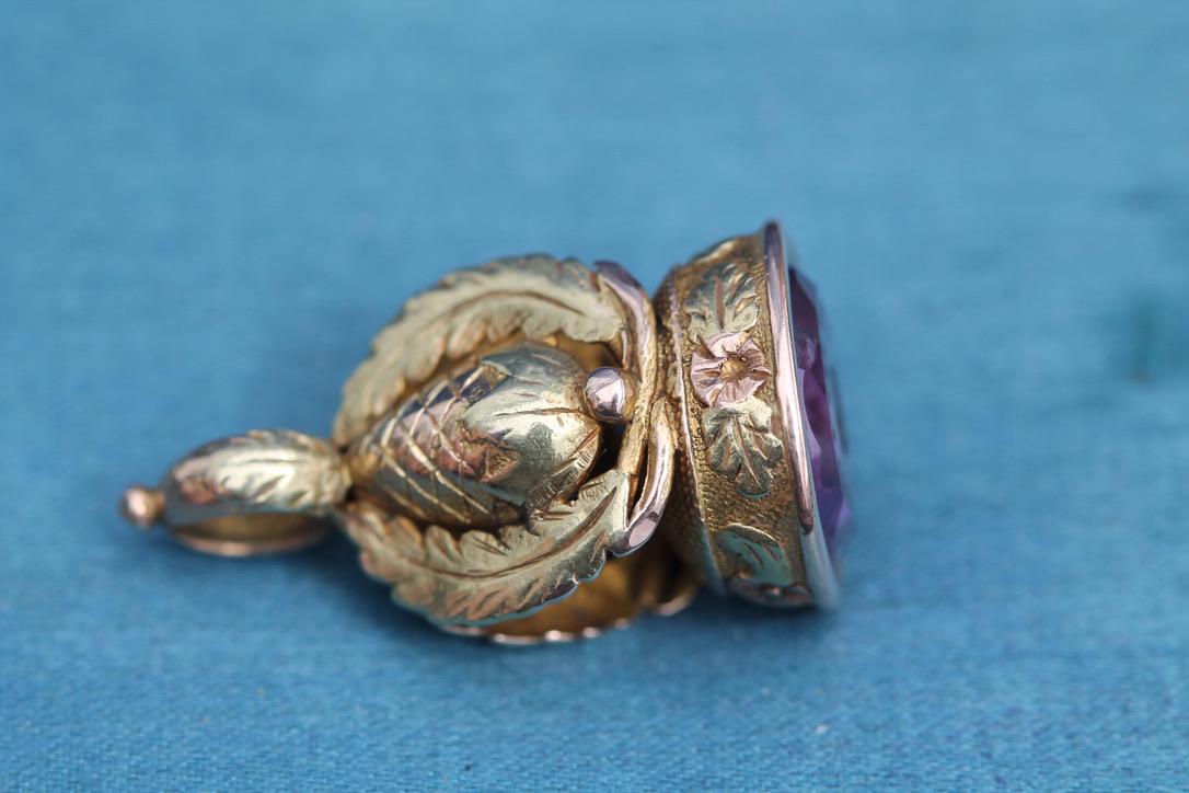 Antique-14ct-Gold-Georgian-Intaglio-Pendant-"The-Key-Is-Yours",-c.1820