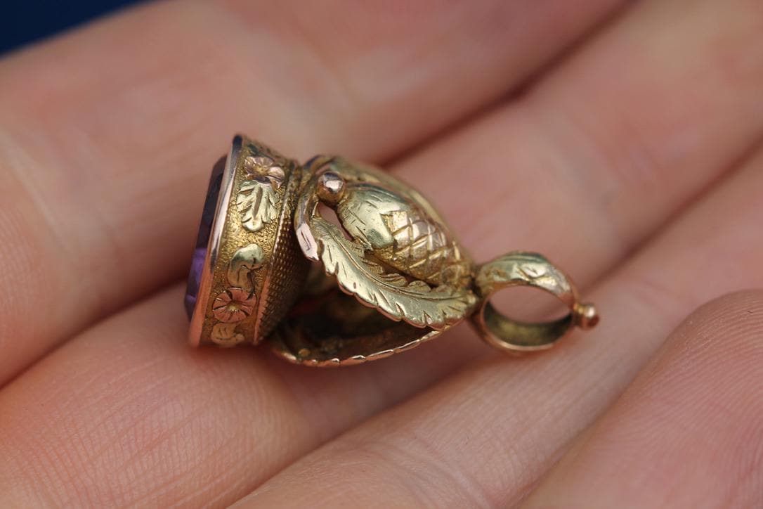 Antique 14ct Gold Georgian Intaglio Pendant "The Key Is Yours", c.1820