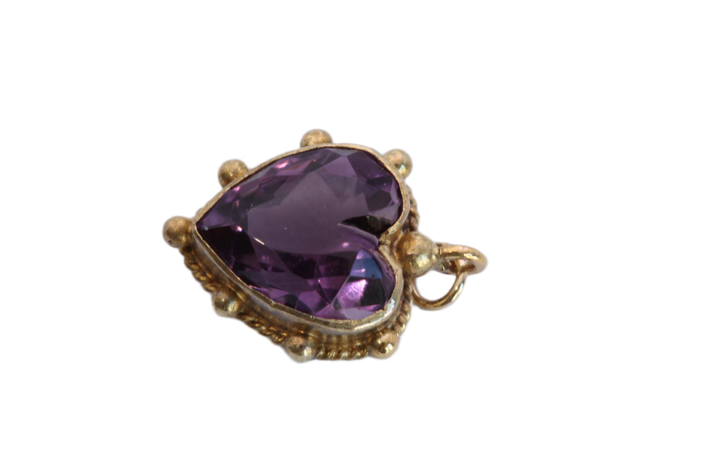 Antique 15ct Gold Small Heart Amethyst Pendant, c.1901