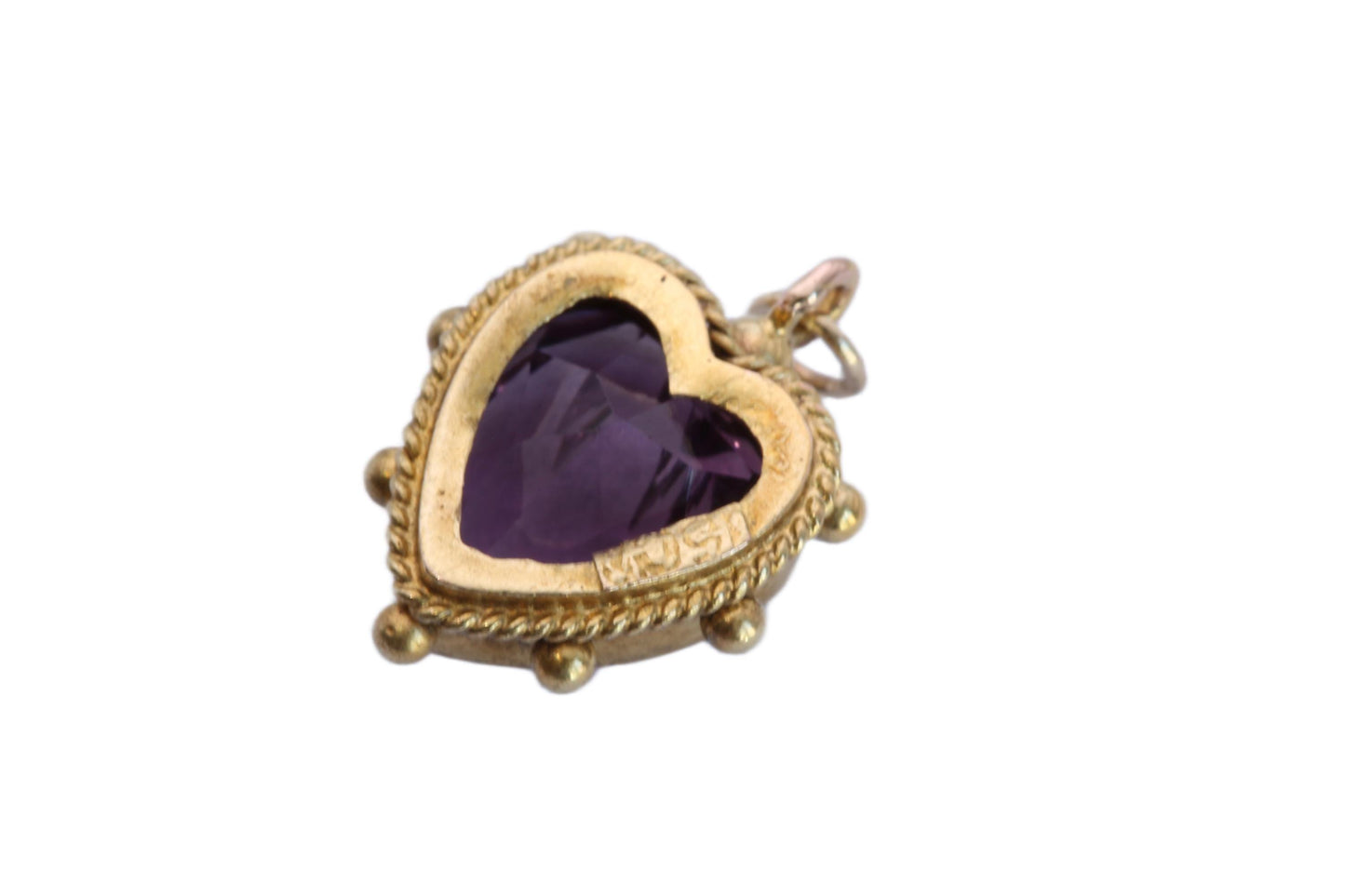 Antique-15ct-Gold-Small-Heart-Amethyst-Pendant,-c.1901