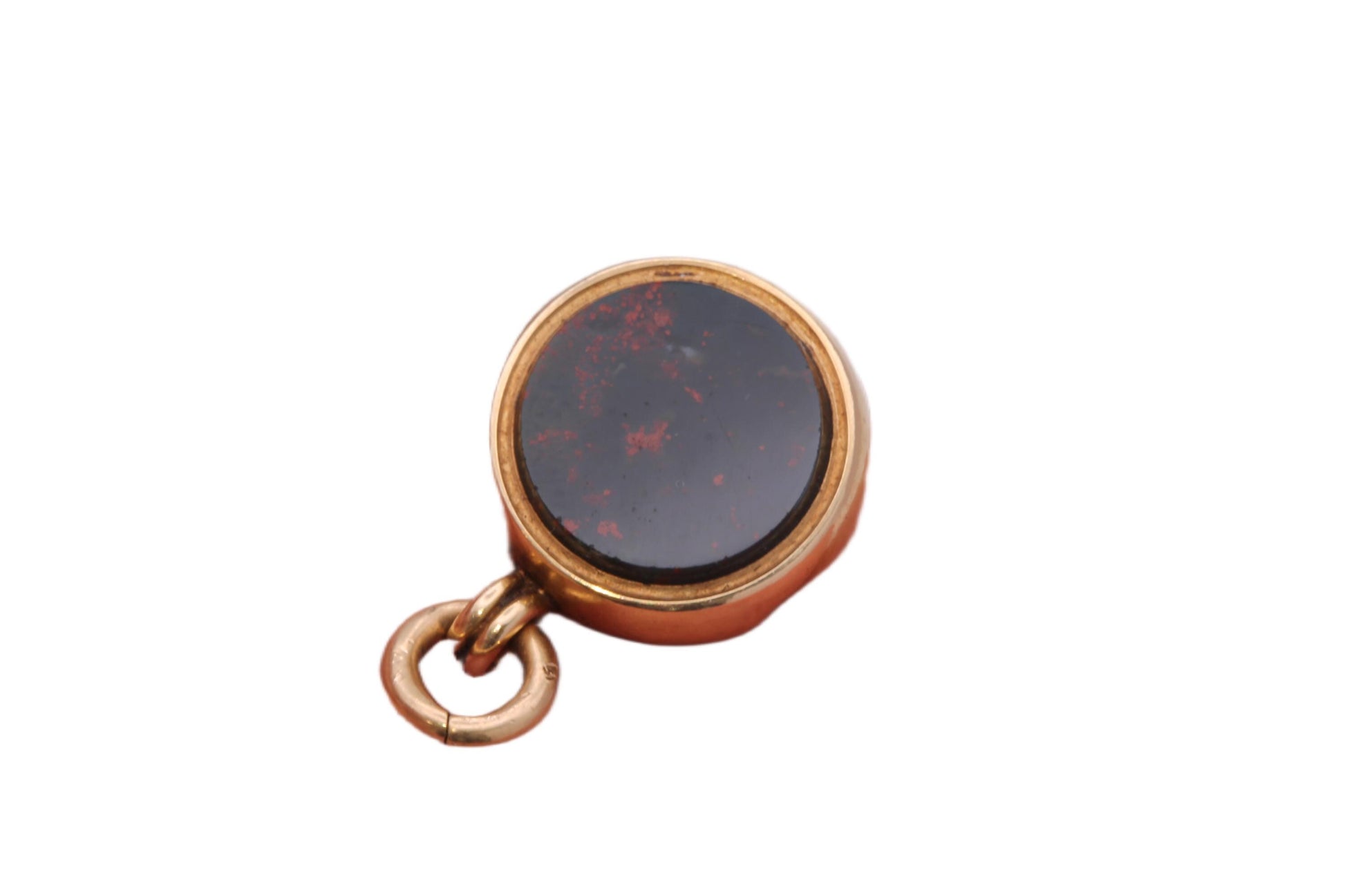 Antique-18ct-Gold-Bloodstone-Compass-Pendant,-1903