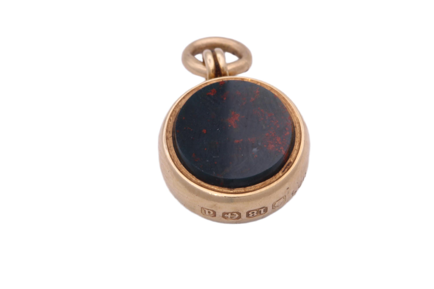 Antique 18ct Gold Bloodstone Compass Pendant, 1903