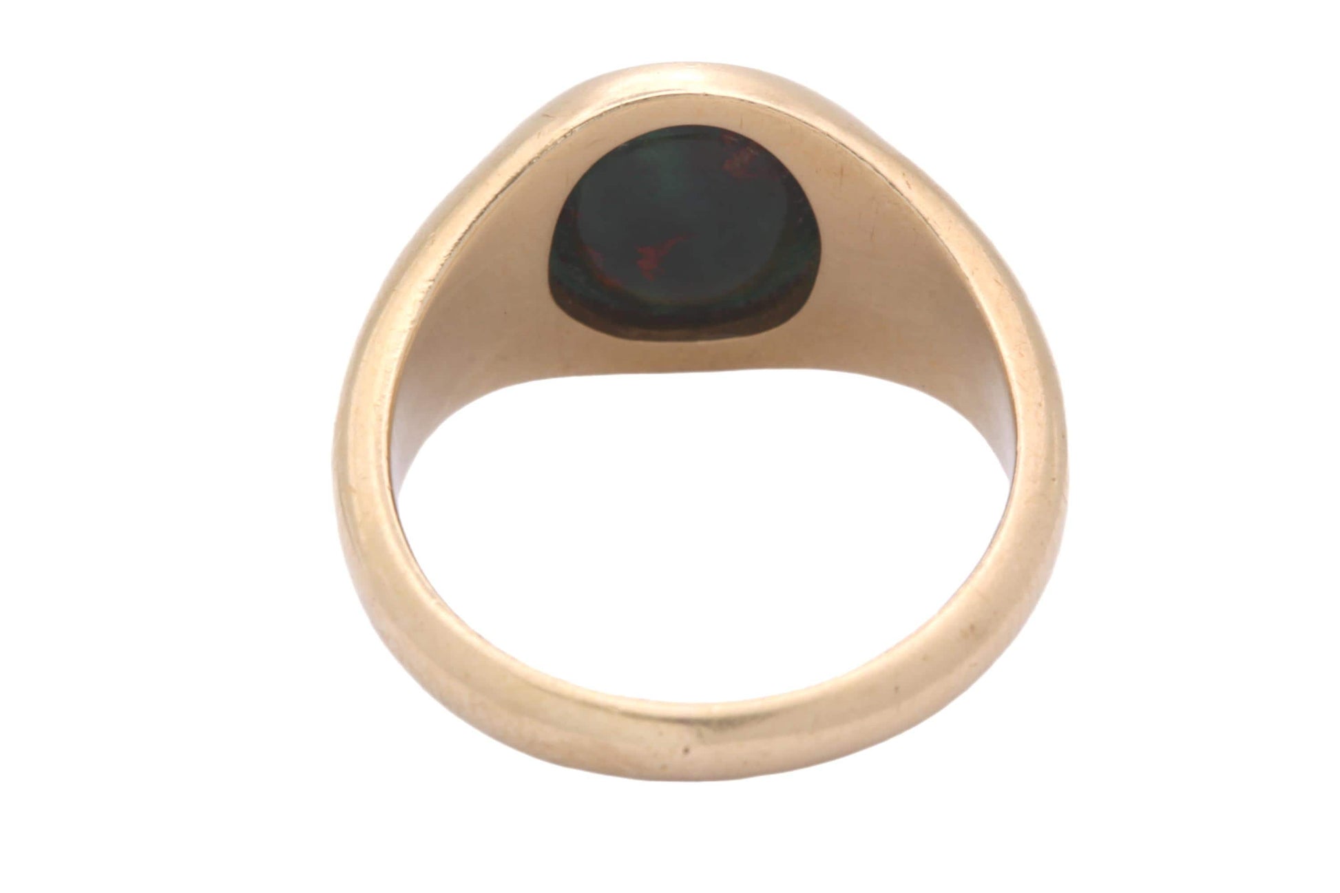 Antique-18ct-Gold-Bloodstone-Intaglio-Snake-&-Wheatsheaf-Signet-Ring