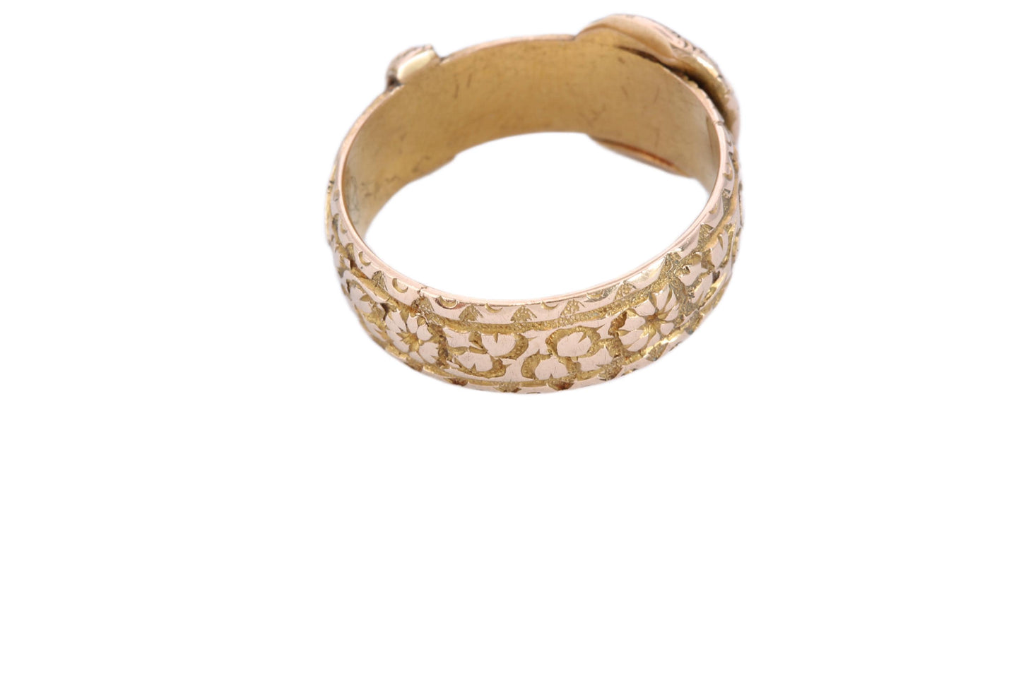 Antique 18ct Gold Finely Chased Floral Buckle Ring