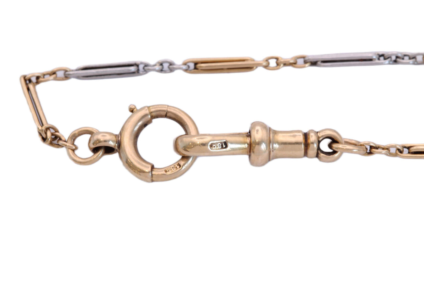 Antique 18ct Gold & Platinum Double Albert Chain, c.1900, 13.75"