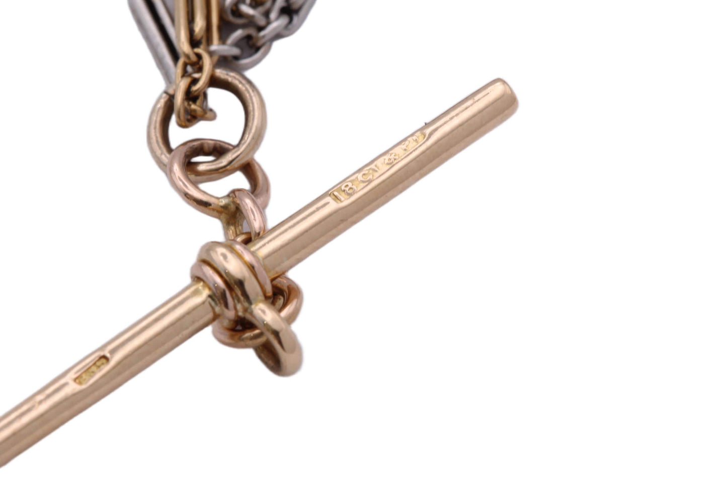 Antique 18ct Gold & Platinum Double Albert Chain, c.1900, 13.75"