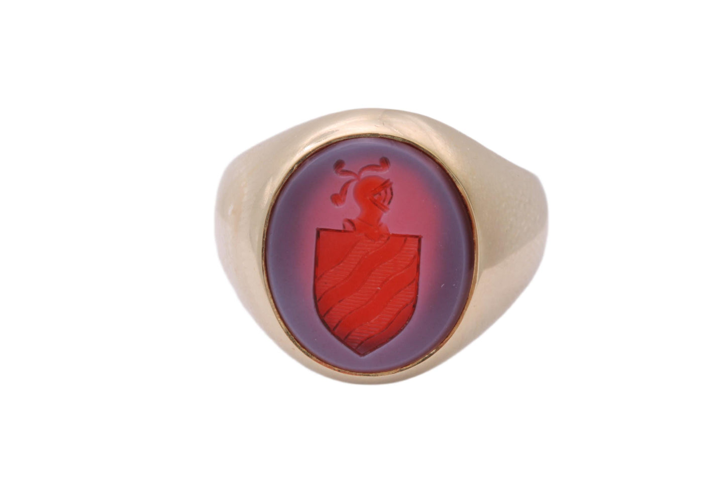 Antique 18ct Gold Sardonyx Intaglio Signet Ring, c.1920