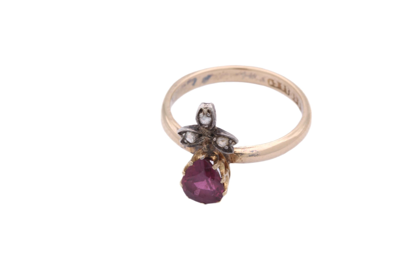 Antique Victorian 18ct Gold Ruby & Diamond Orb Ring, c.1880