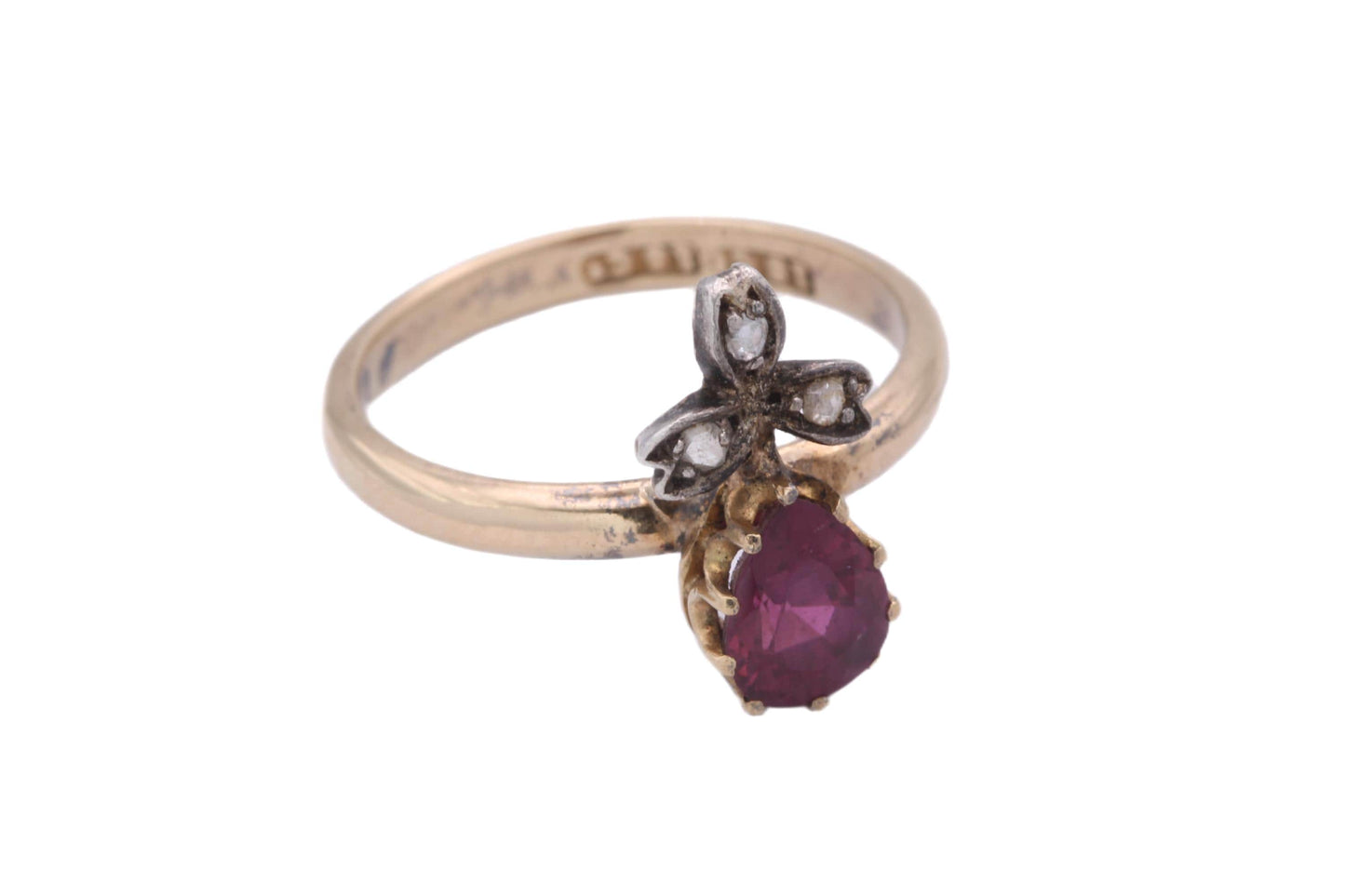 Antique Victorian 18ct Gold Ruby & Diamond Orb Ring, c.1880