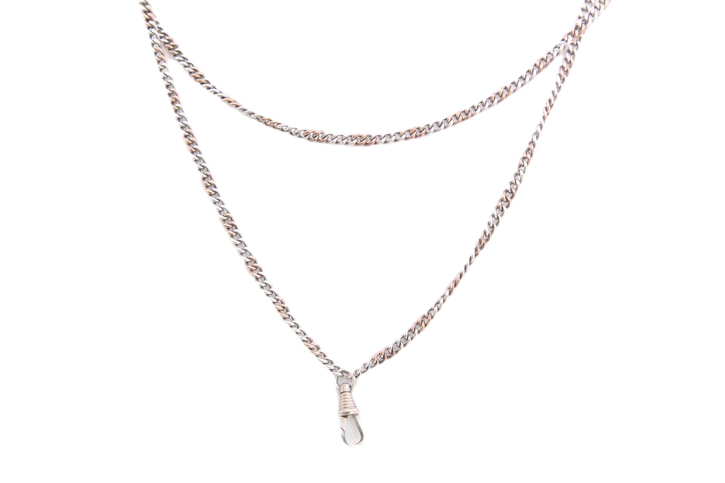 Antique Silver & Rolled Gold Long Guard Chain, c.1920