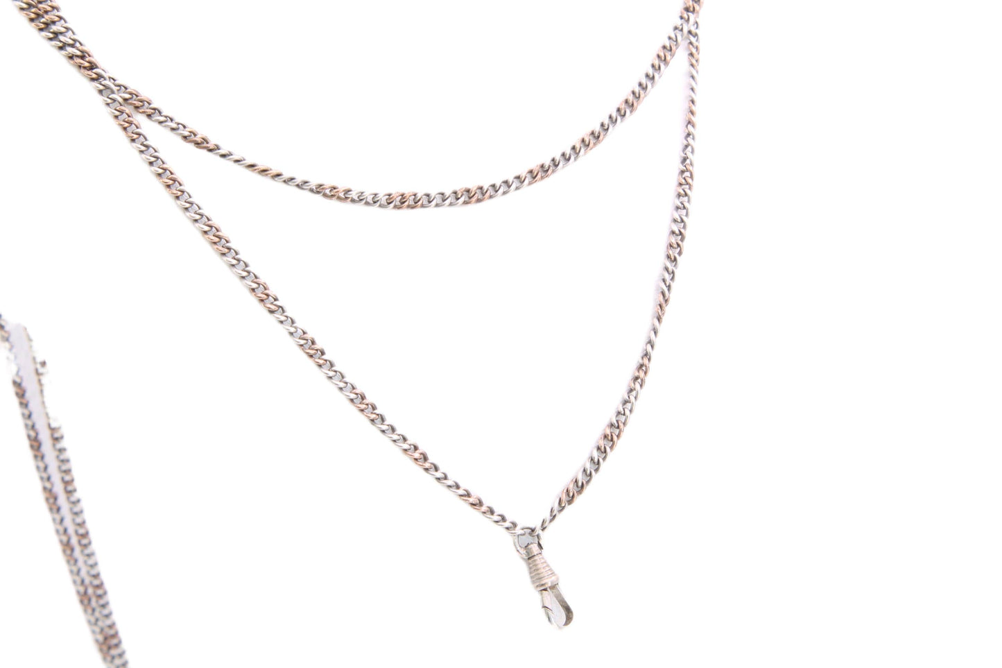 Antique Silver & Rolled Gold Long Guard Chain, c.1920