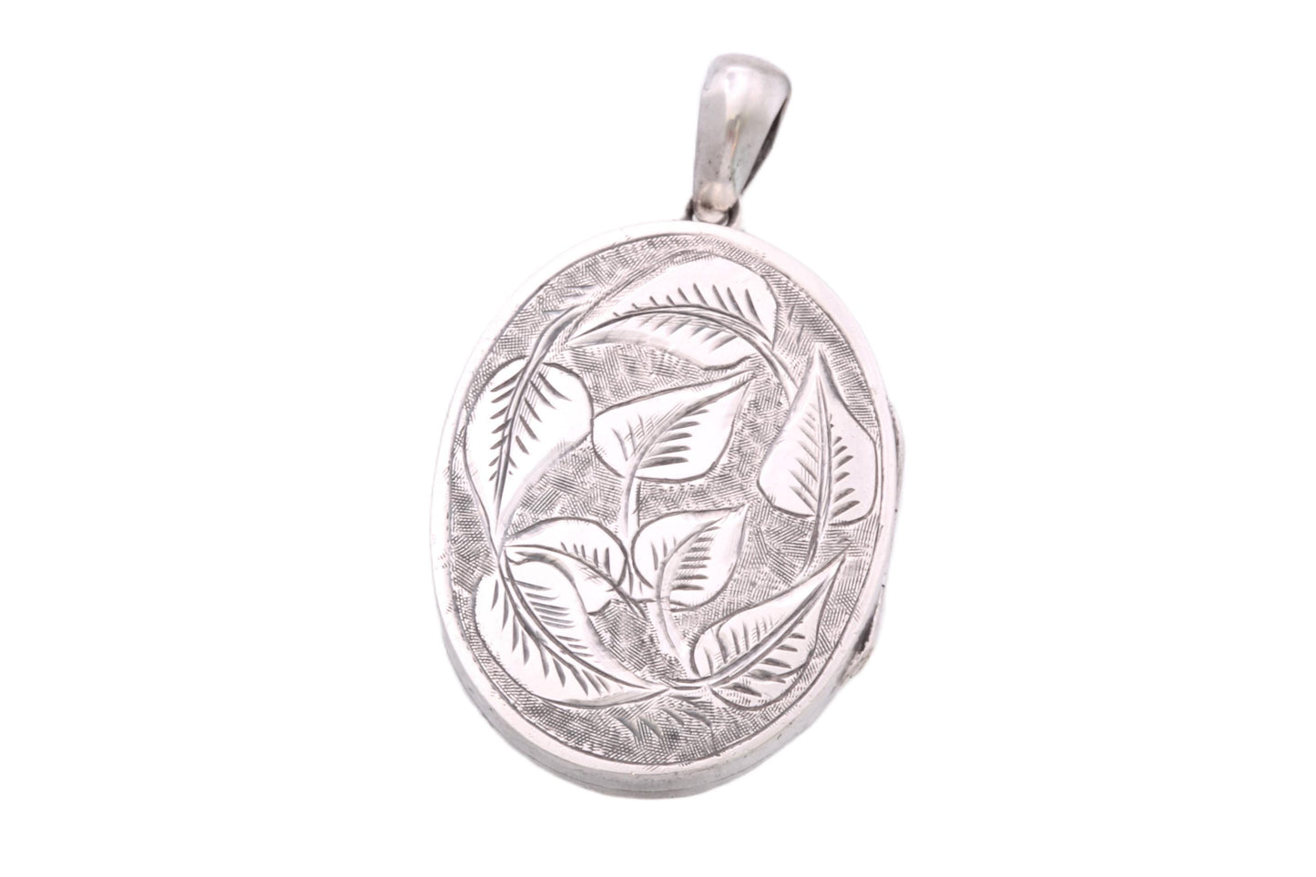 Antique Victorian Sterling Silver Ivy Chased Locket, 1881