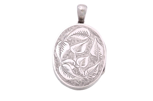 Antique Victorian Sterling Silver Ivy Chased Locket, 1881