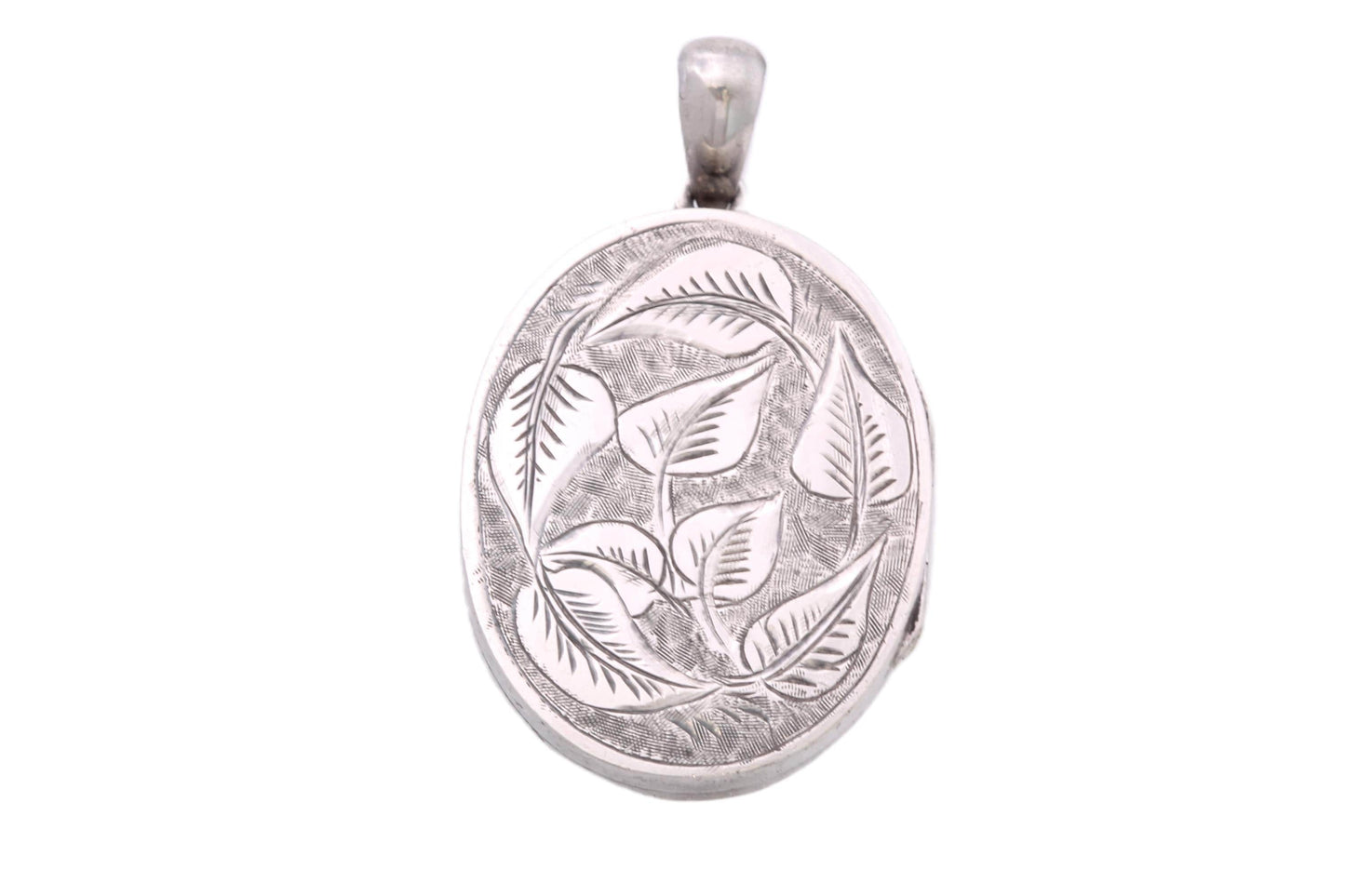 Antique Victorian Sterling Silver Ivy Chased Locket, 1881