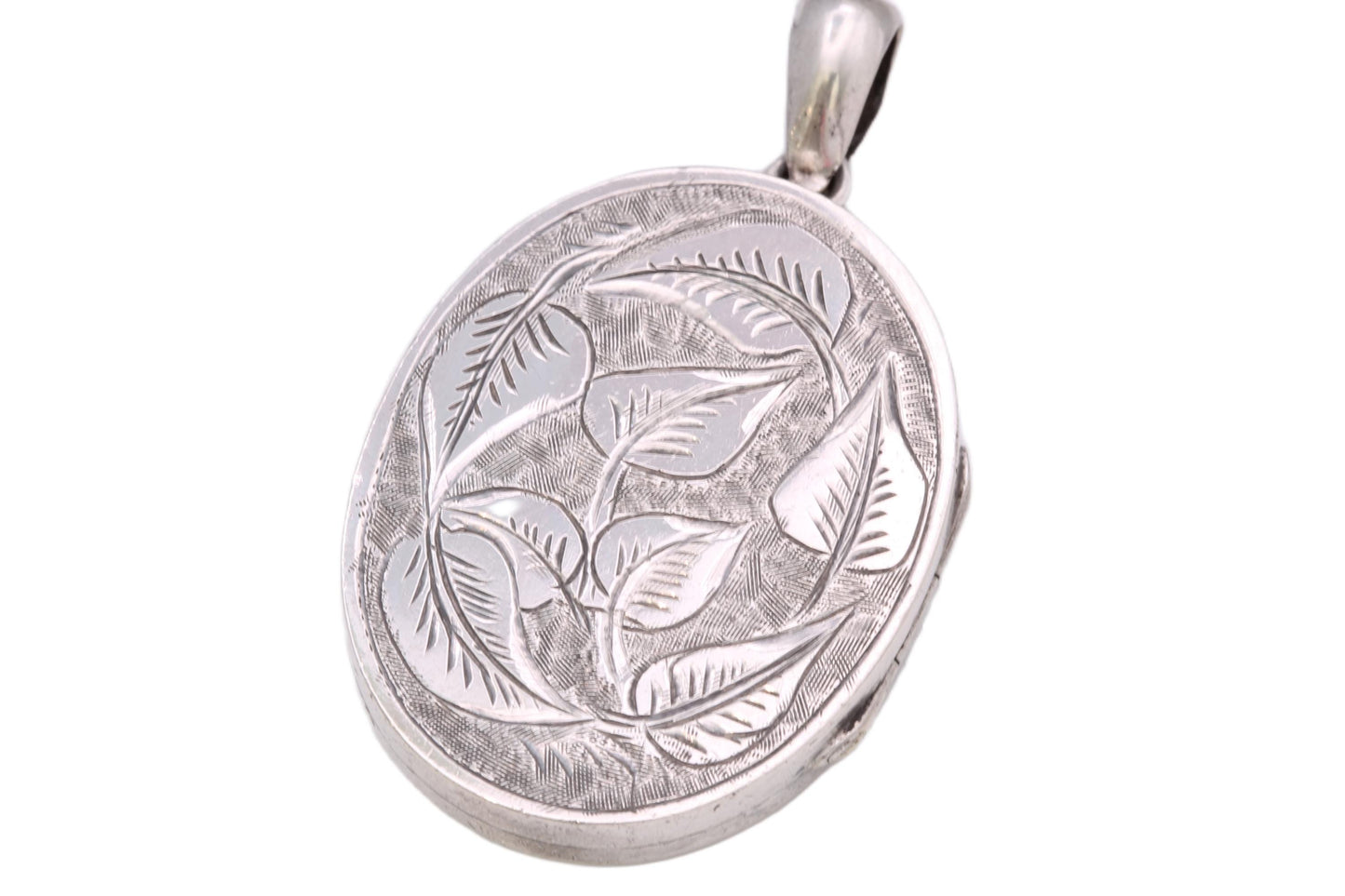 Antique Victorian Sterling Silver Ivy Chased Locket, 1881