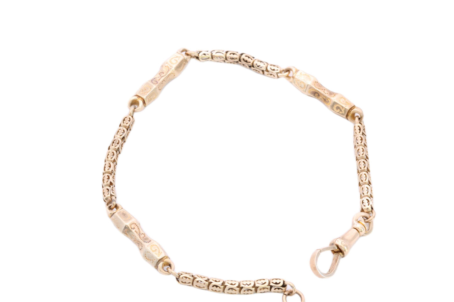Antique 9ct Yellow Gold Fancy Pierced Link Bracelet, 7.75"