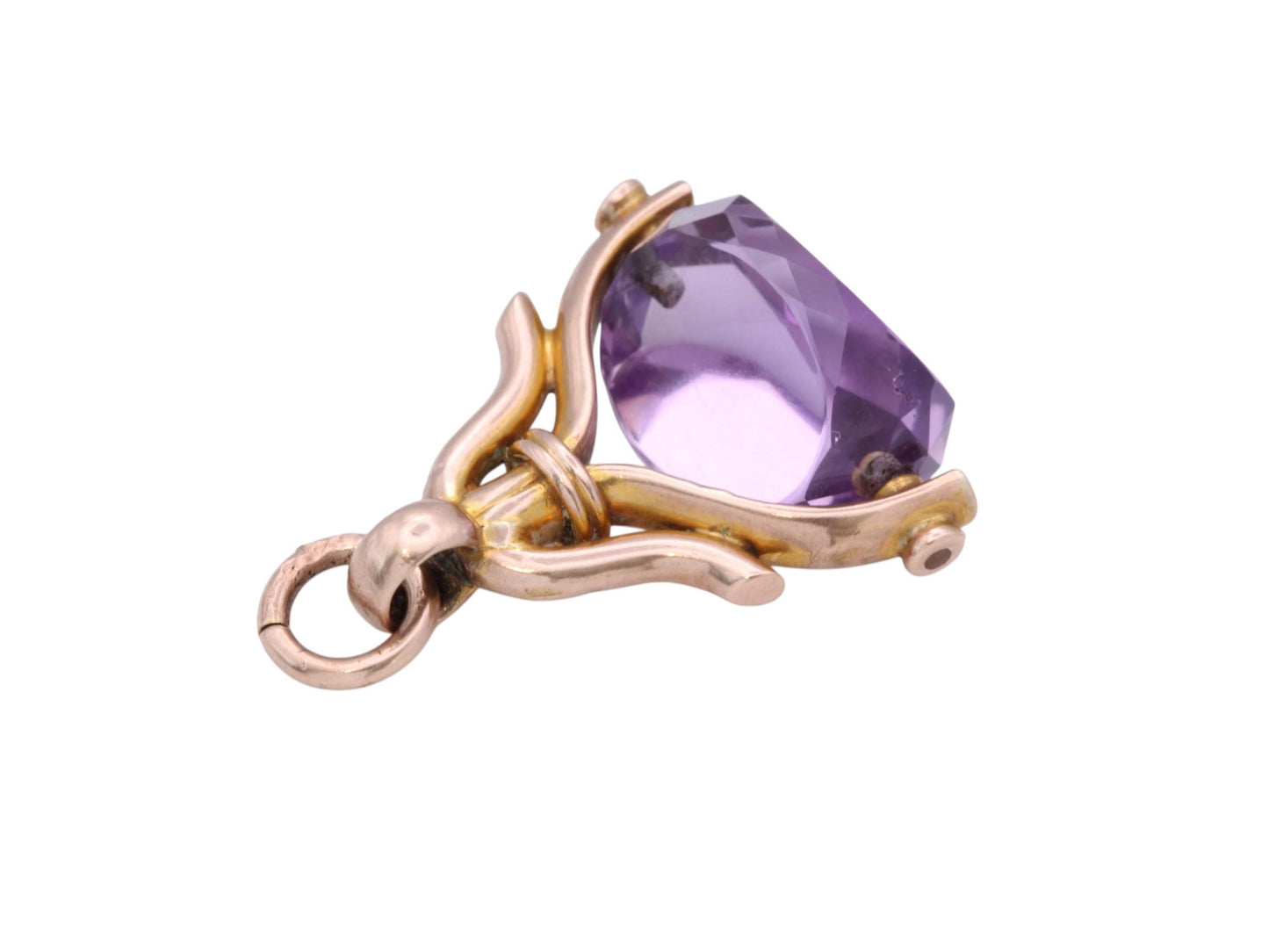 Antique 9ct Gold Amethyst Spinner Pendant