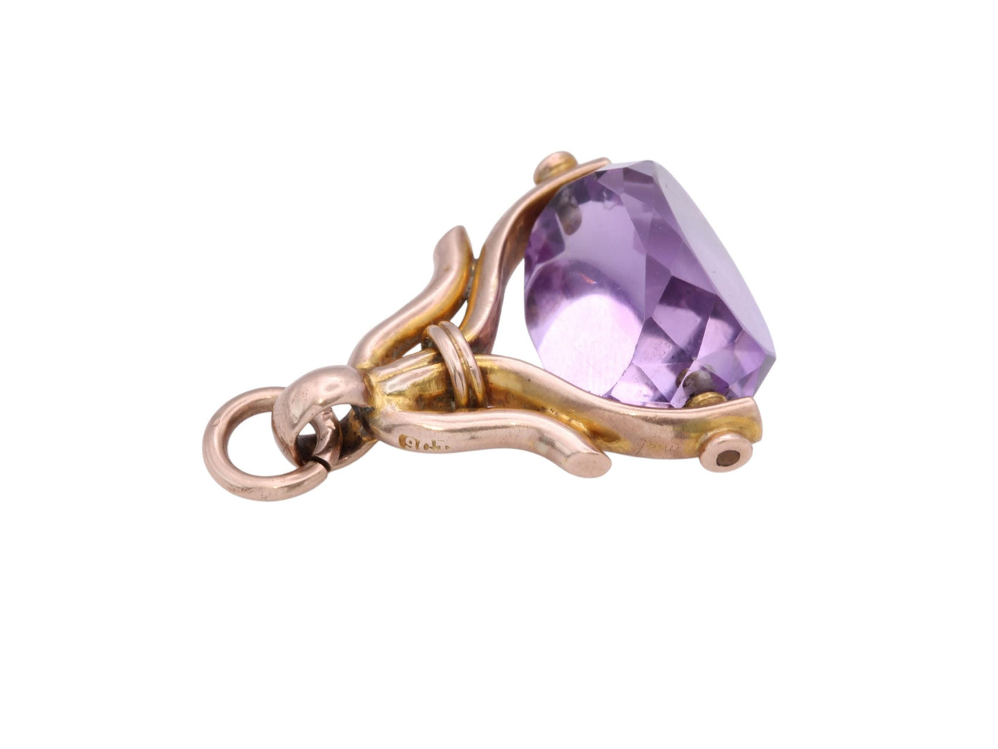 Antique 9ct Gold Amethyst Spinner Pendant