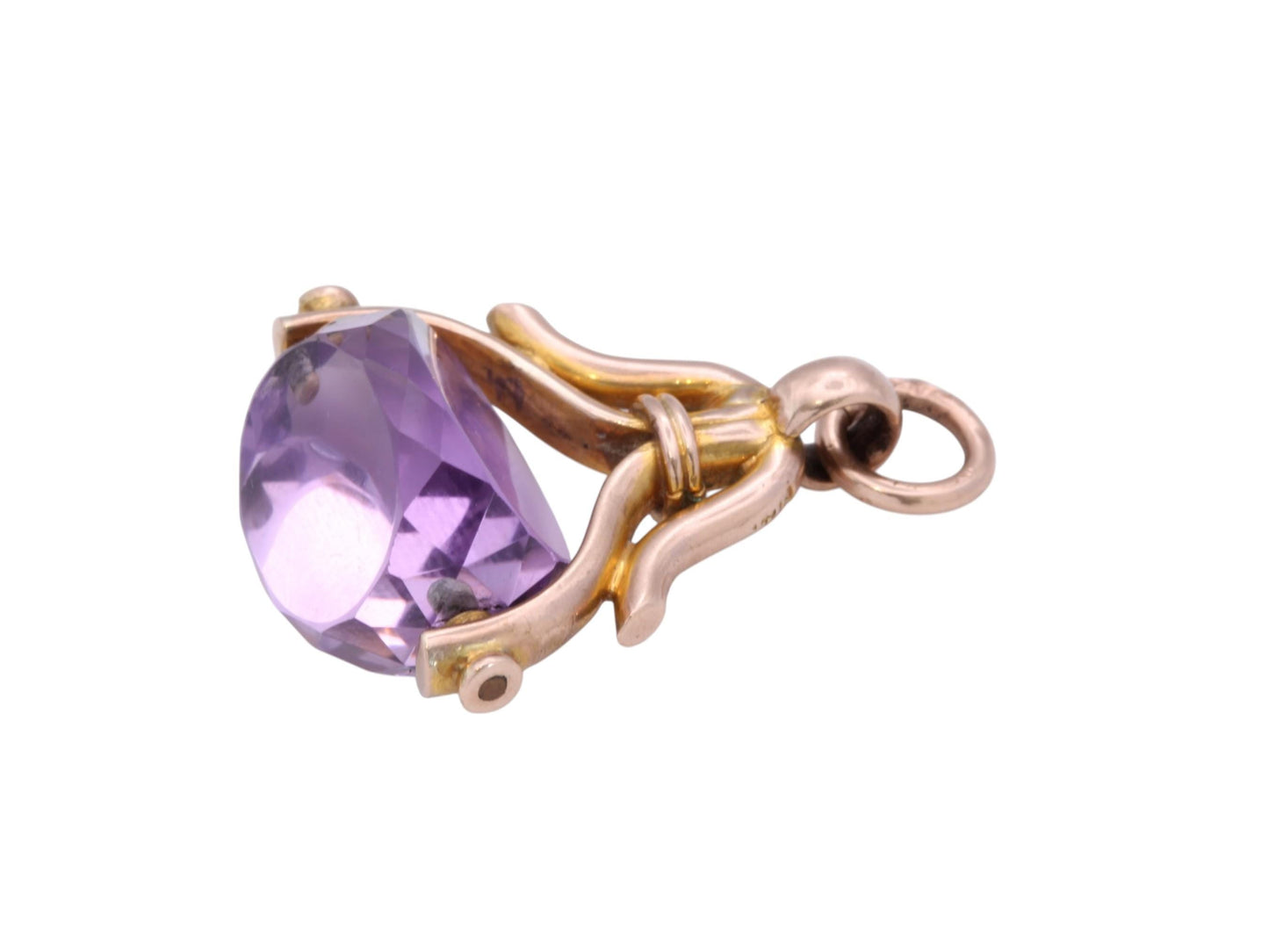Antique 9ct Gold Amethyst Spinner Pendant