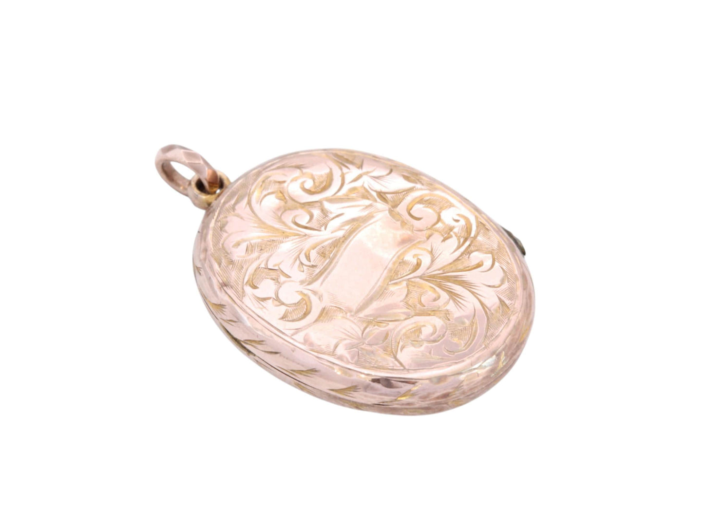 Antique 9ct Rose Gold Oval Locket | Floral Chasing | Victorian c.1890