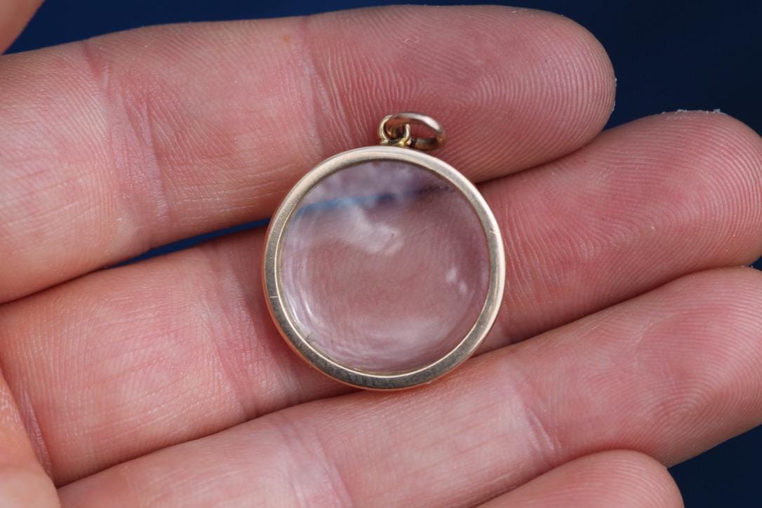 Antique 9ct Gold Open Face Glass Locket, c.1910