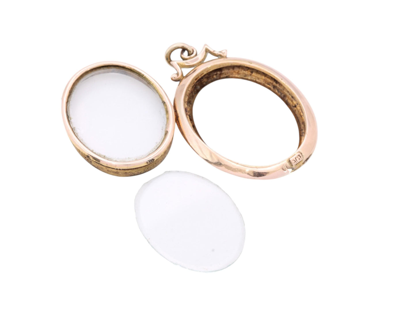 Antique Edwardian 9ct Gold Oval Glass Locket