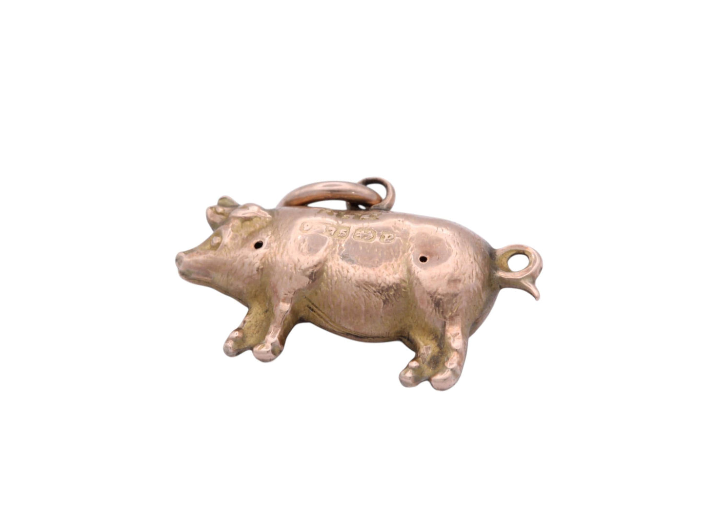 Antique 9ct Rose Gold Pig Charm Pendant