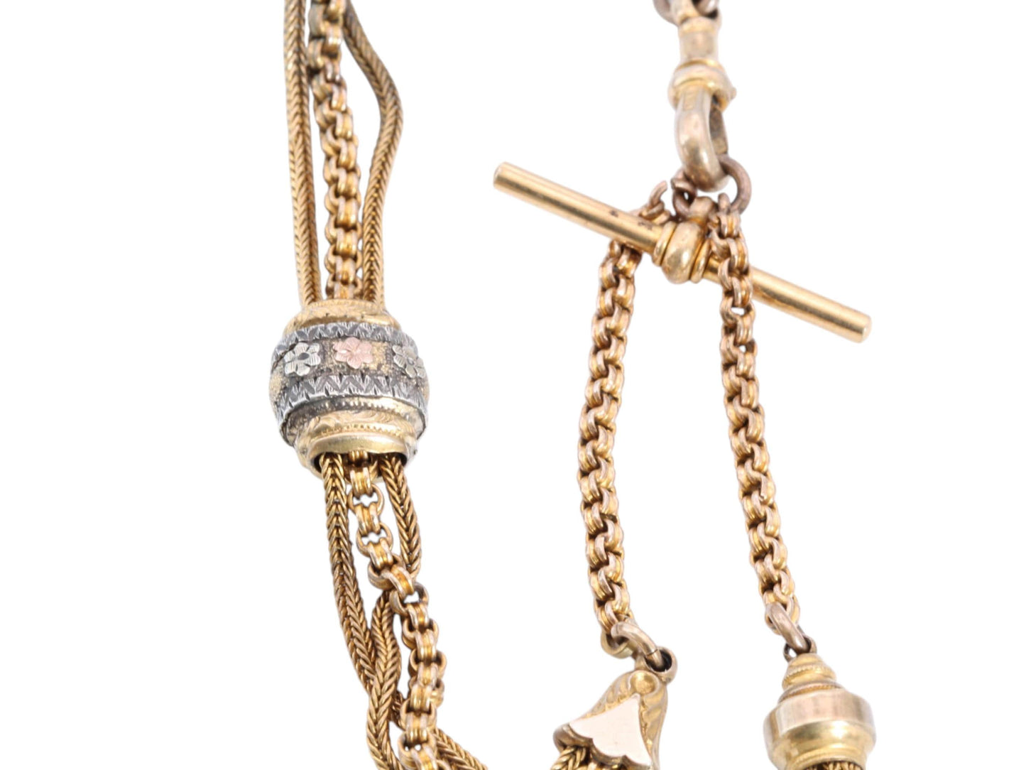 Antique 9ct Rolled Gold Albertina Tassel Bracelet