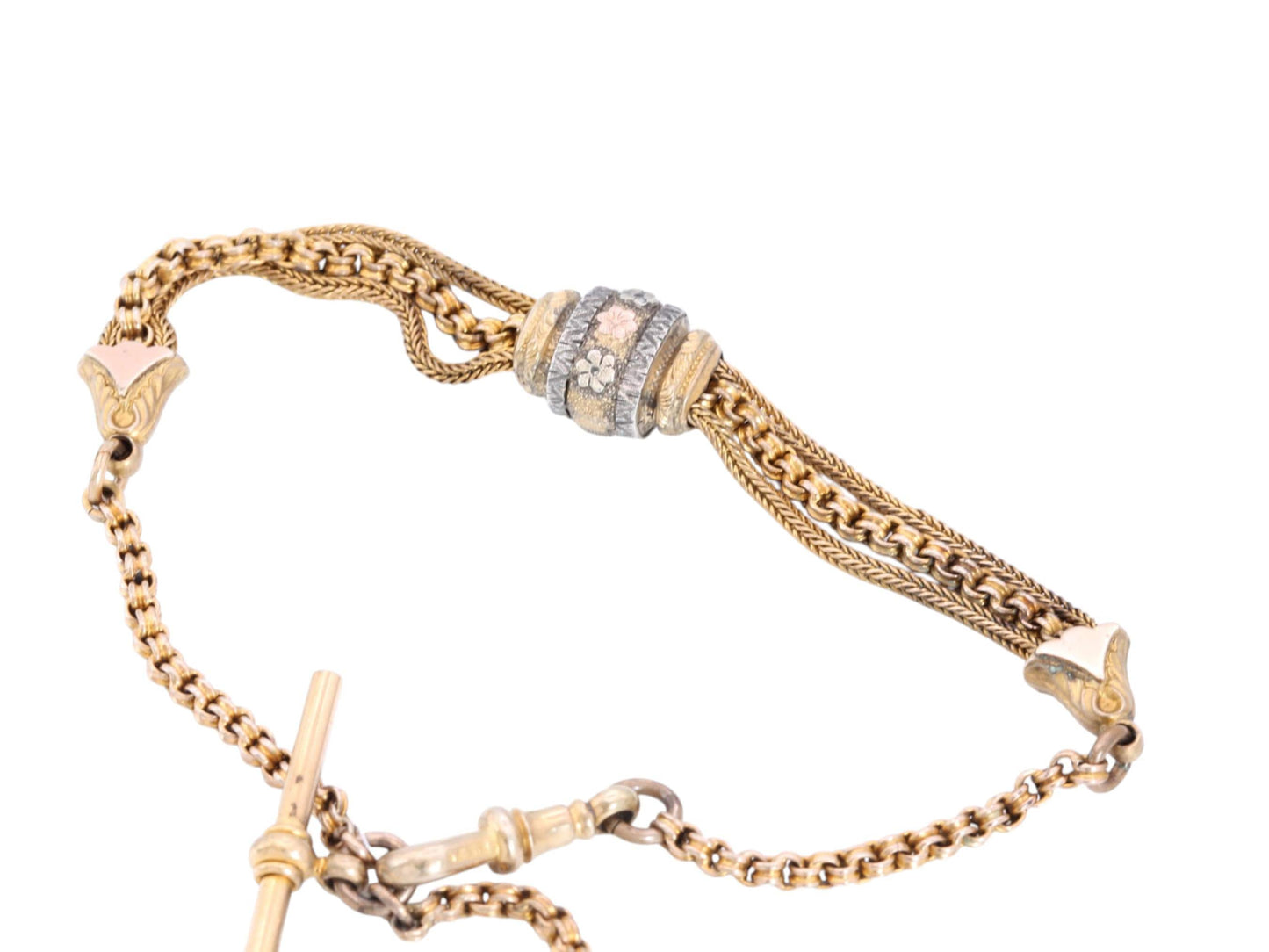 Antique 9ct Rolled Gold Albertina Tassel Bracelet