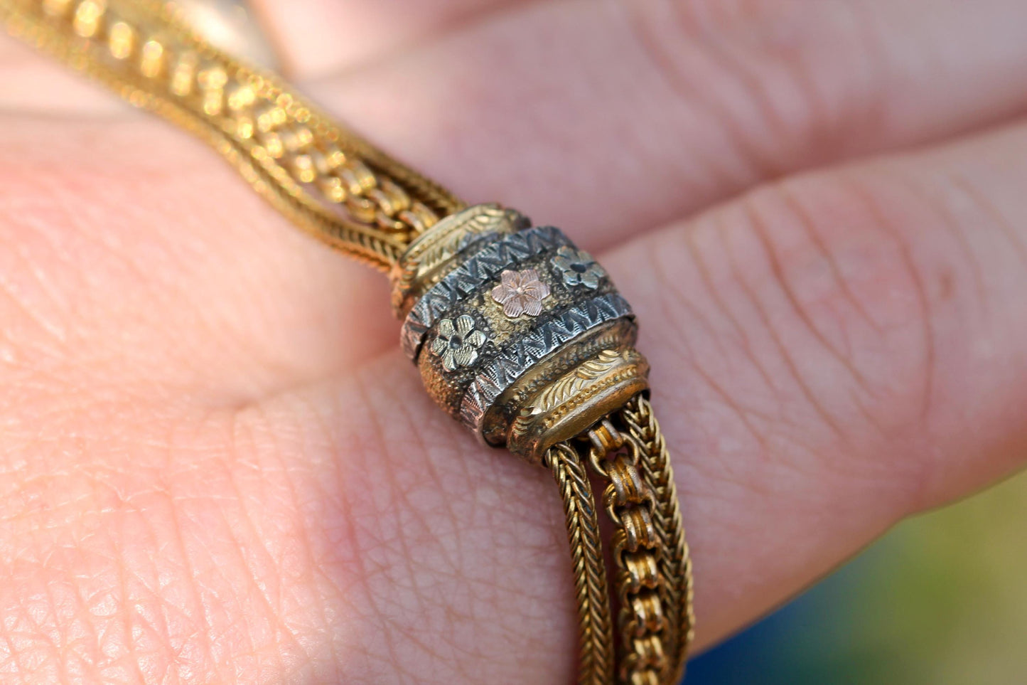 Antique 9ct Rolled Gold Albertina Tassel Bracelet